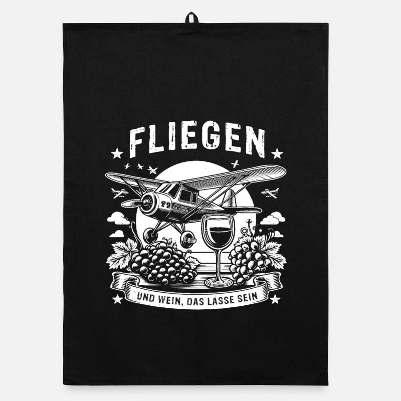 Fliegen und Wein das lasse sein Organic Geschirrtuch