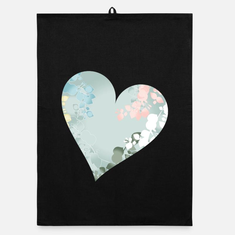 Pastel heart with floral pattern Organic dish towel