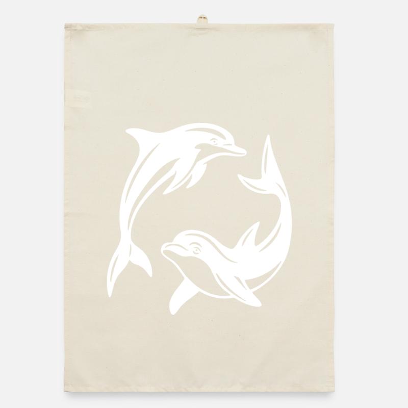 Dolphin Circle Design for Eco-Friendly Apparel Organic dish towel