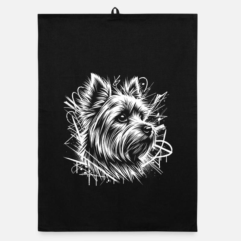 Yorkshire Terrier als Graffiti Street Art Organic Geschirrtuch