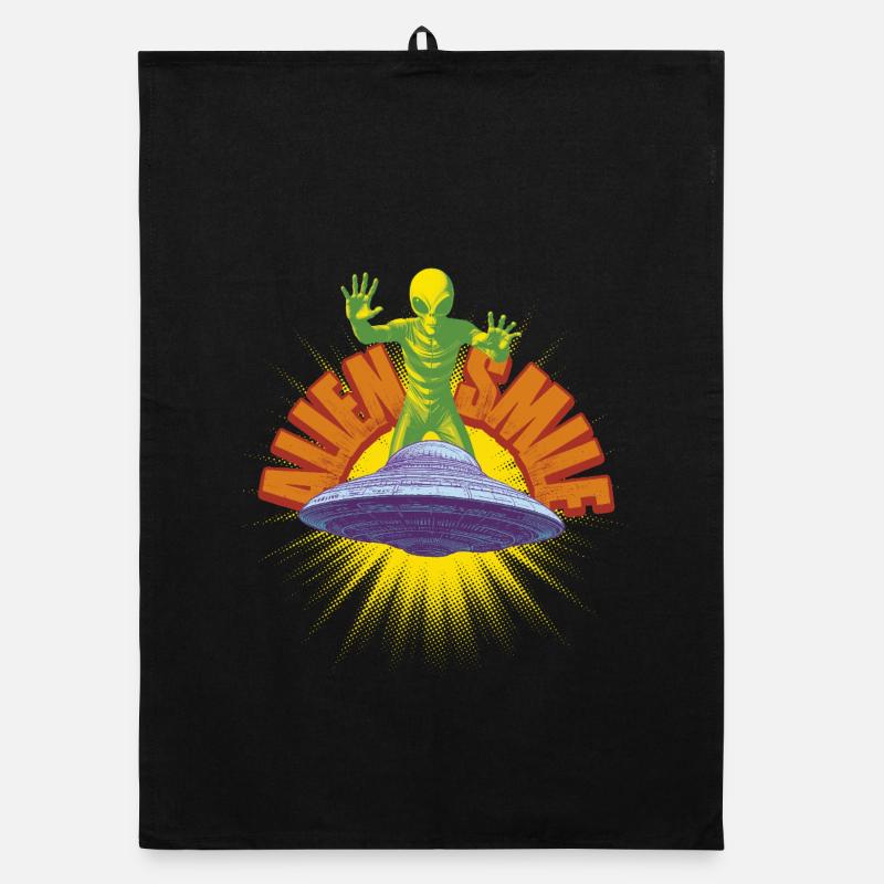 Schiff und Retro Alien Organic Geschirrtuch