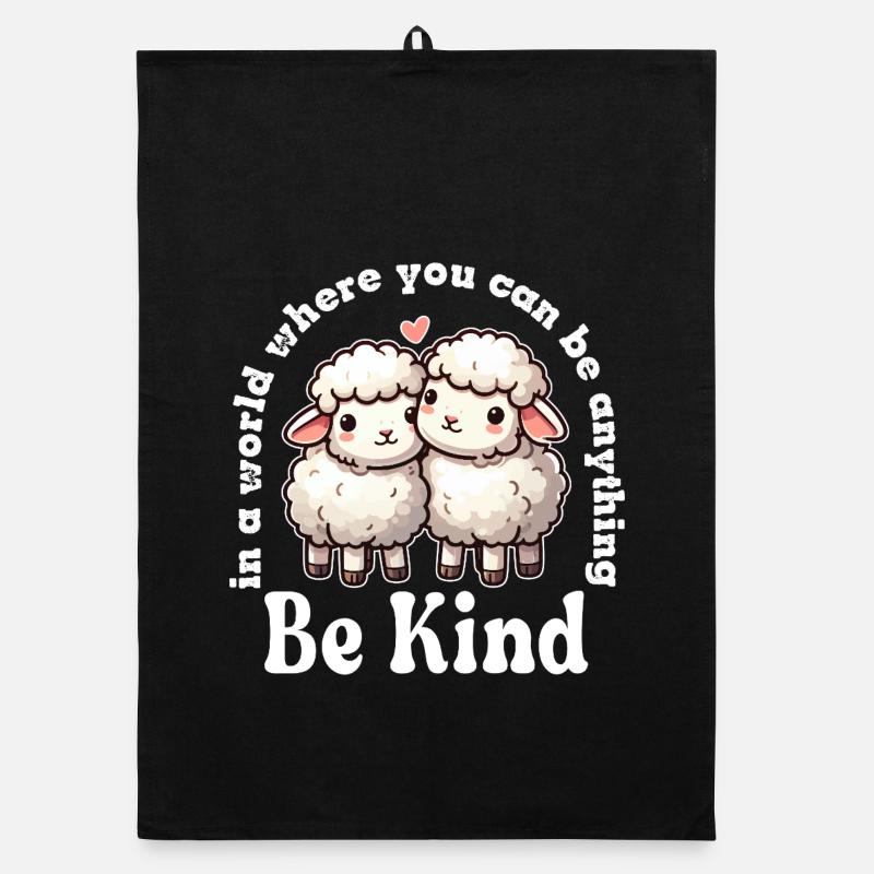 Deux brebis mignonnes Be Kind Torchon bio