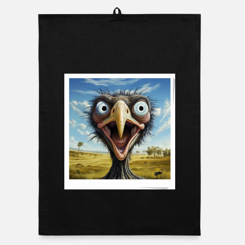 Visage d’autruche bizarre dans la savane Torchon bio