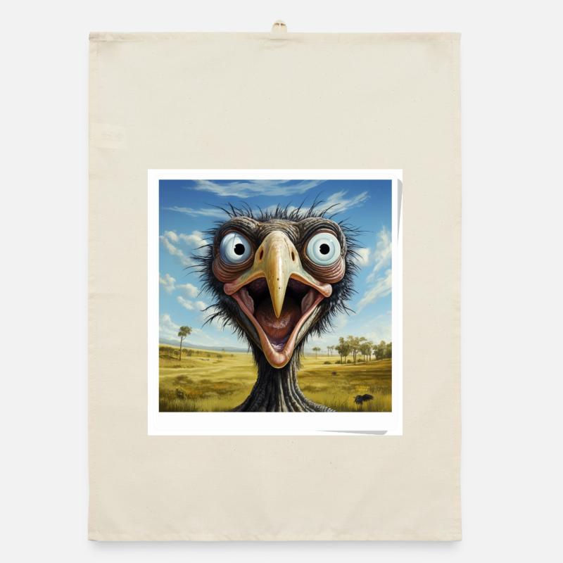 Visage d’autruche bizarre dans la savane Torchon bio