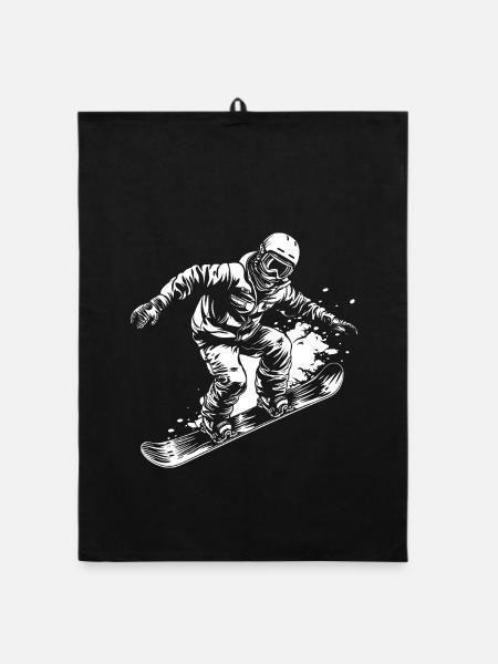 Snowboarder Zeichnung - Organic Geschirrtuch - Schwarz - Vorne