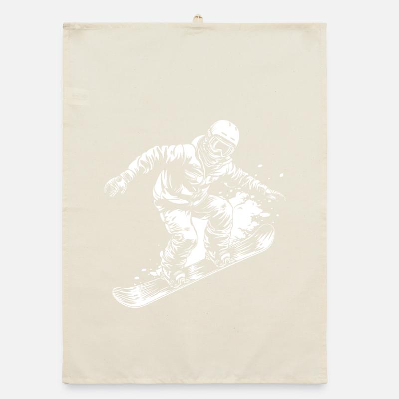 Snowboarder Drawing Organic dish towel