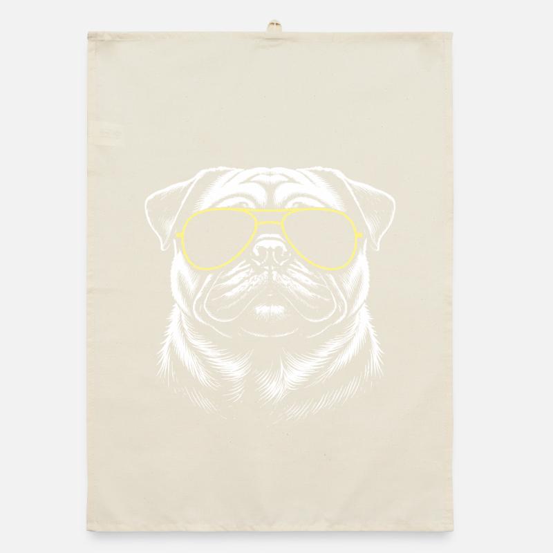 Pug Head Organic dish towel