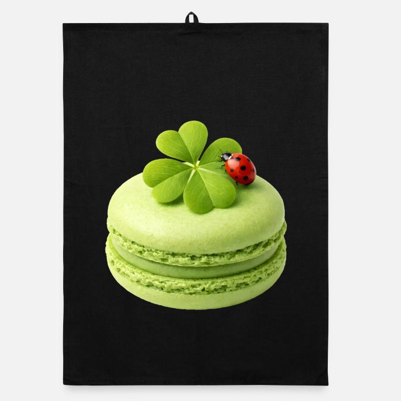 Grüner Macaron mit Glücksklee  Organic Geschirrtuch
