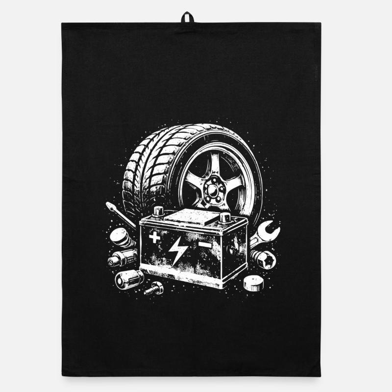 Car Tire Battery Workshop Screwdriver Design Organic dish towel