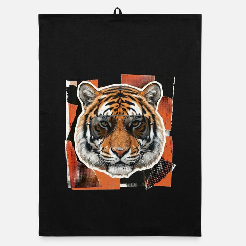 Tiger Sonnenbrille Risographie Organic Geschirrtuch