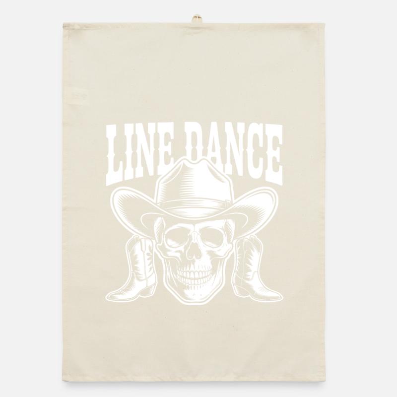 Line Dance Skull Western Organic dish towel