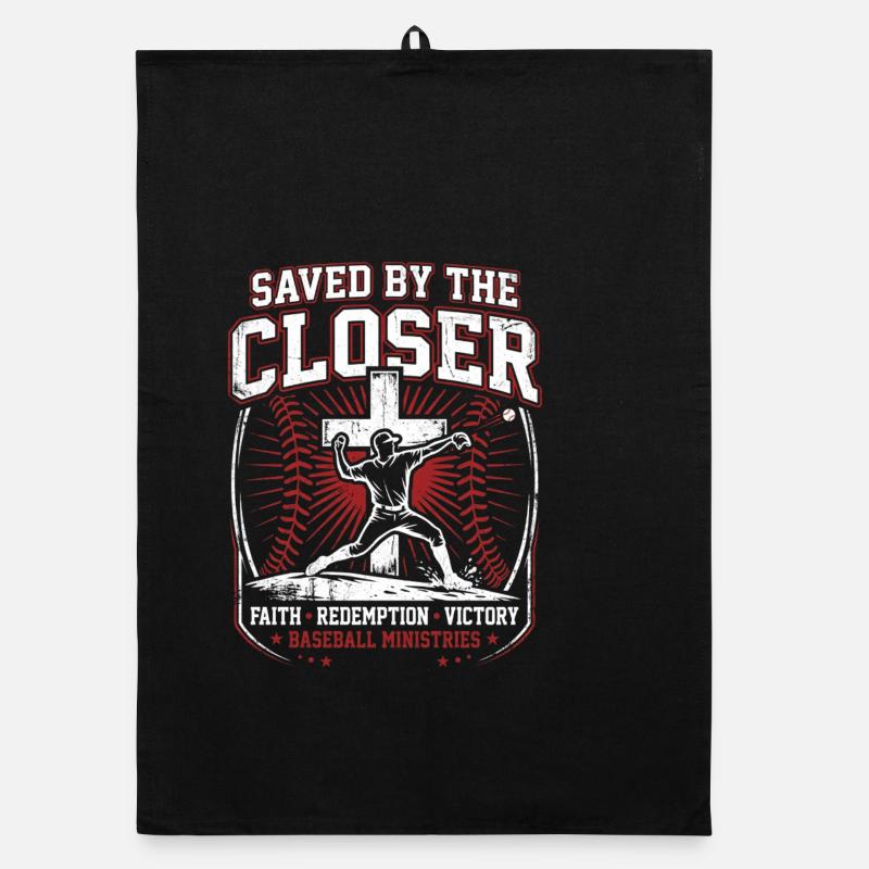 Saved By The Closer Christlicher Baseball Jesus Organic Geschirrtuch