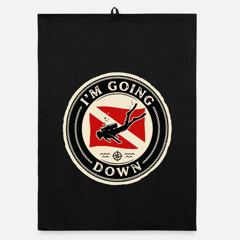 Drapeau de plongée sous-marine descendant rétro Torchon bio