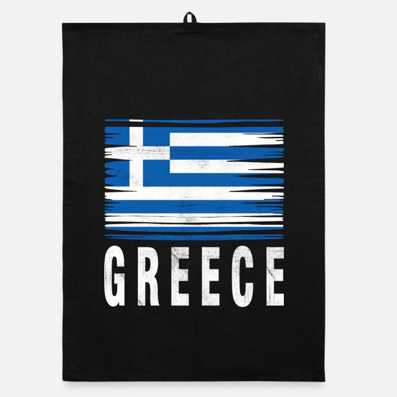 Drapeau au pinceau Grèce Torchon bio