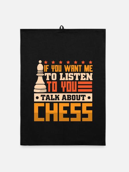 Chess Chess Player Chessboard - Organic dish towel - black - Front