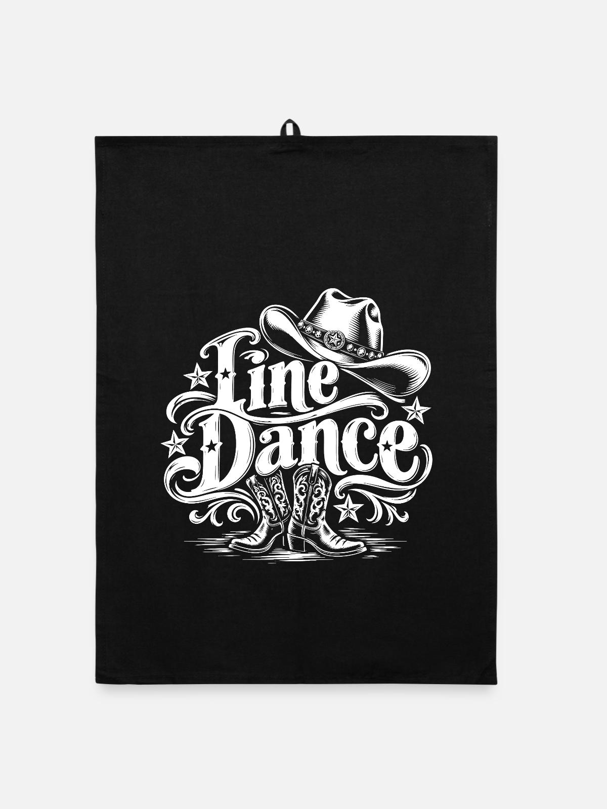 Line Dance Western - Organic Geschirrtuch - Schwarz - Vorne