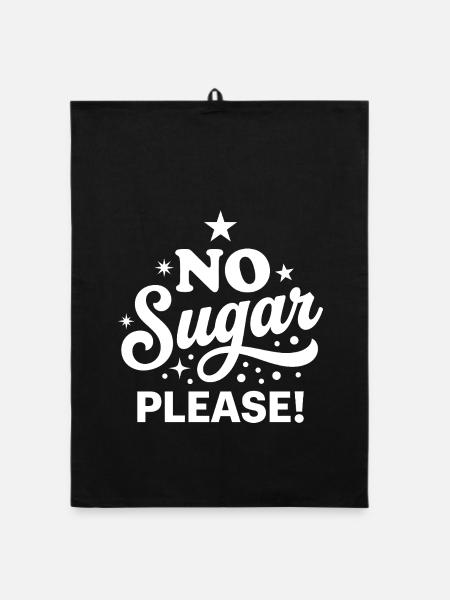 No Sugar Please Retro-Skript - Organic Geschirrtuch - Schwarz - Vorne