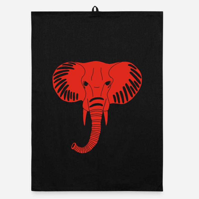 Red elephant head Organic dish towel