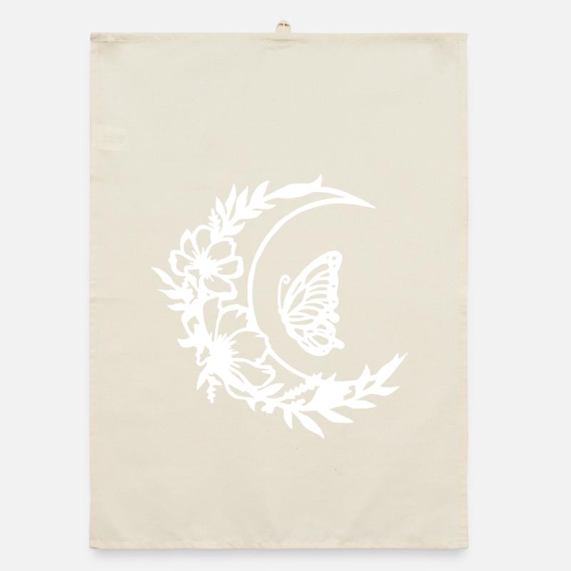 Moon flowers (white) Organic dish towel