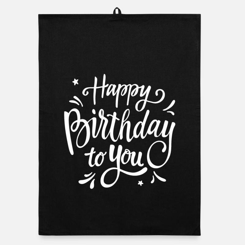 Birthday Script Handwritten Celebration Organic dish towel