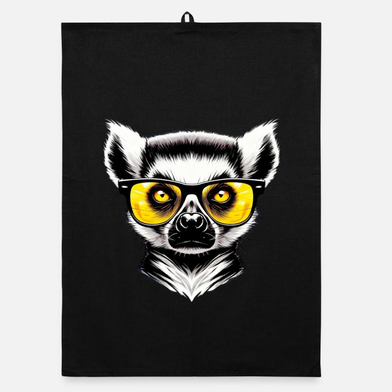 Lemur with Sunglasses Organic dish towel