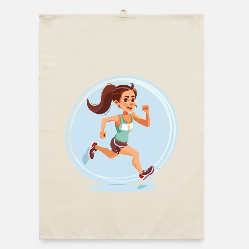 Runner in comic style Organic dish towel