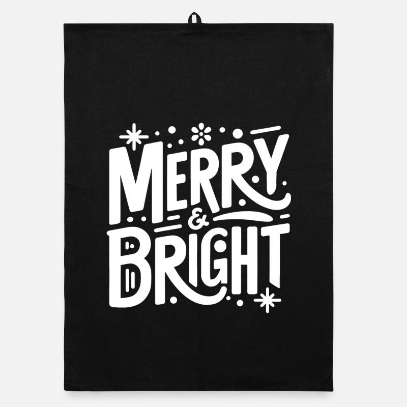 Merry & Bright Hand Lettering Organic dish towel