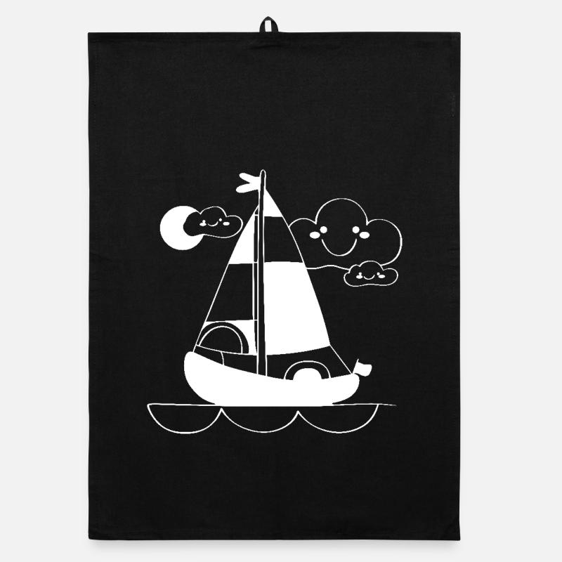 Cartoon Sailing Organic dish towel