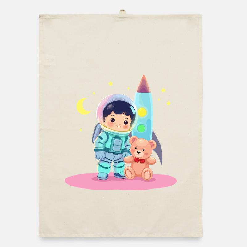 Astronaut mit Teddybär Organic Geschirrtuch