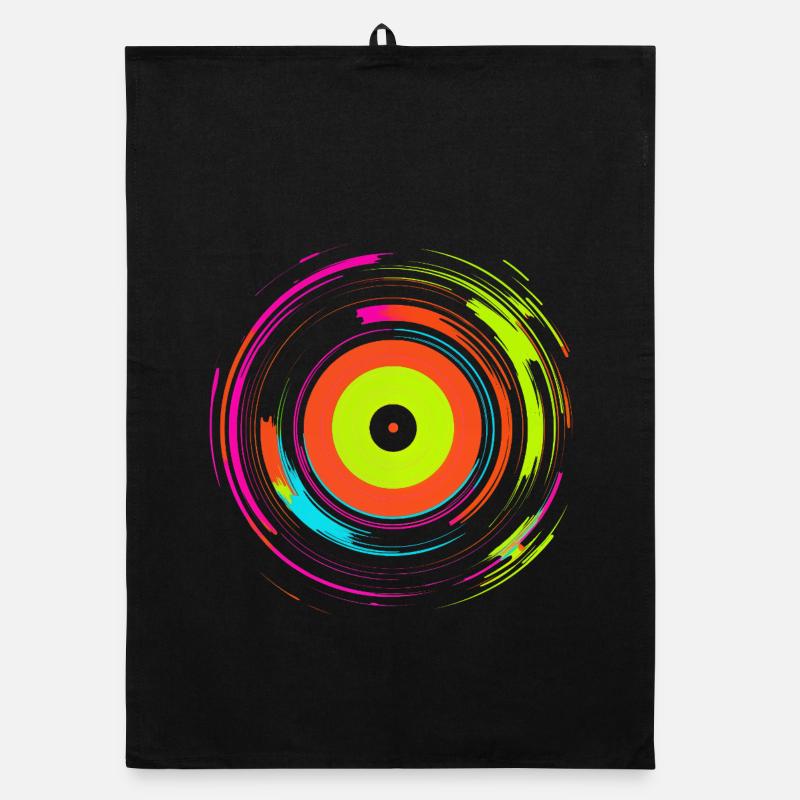 Vinyl Record Retrowave Organic dish towel