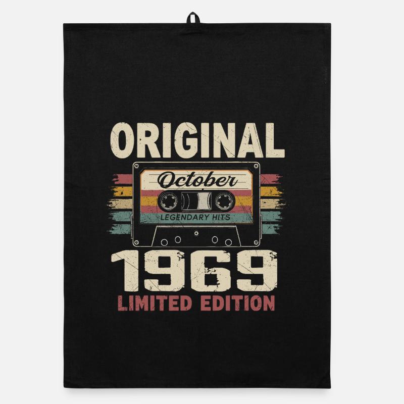 Born in October 1969 | Vintage October 1969 Gift Organic dish towel