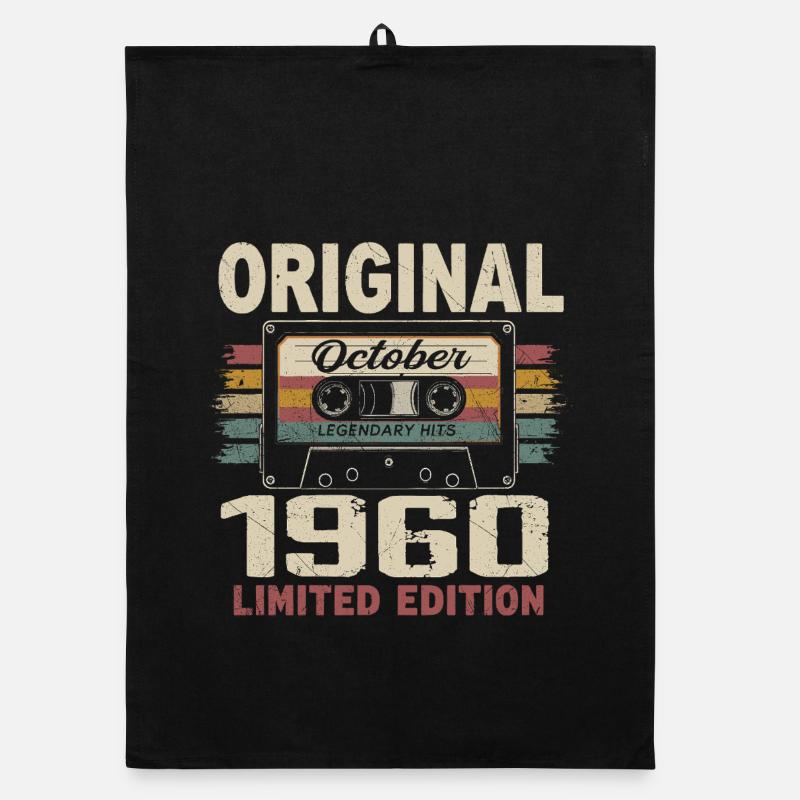 Born in October 1960 | Vintage October 1960 Gift Organic dish towel