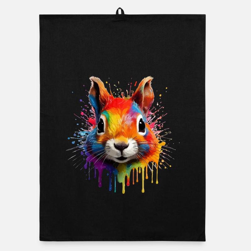 Buntes Eichhörnchen  - Organic Geschirrtuch - Schwarz