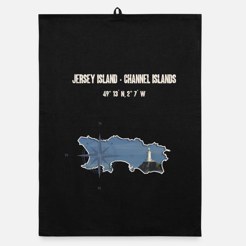 Jersey Island Map Lighthouse Coordinate Organic dish towel