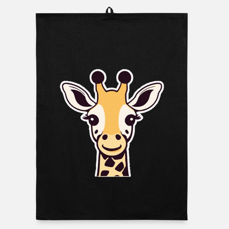Niedliche Giraffe (Kopf) - Organic Geschirrtuch - Schwarz