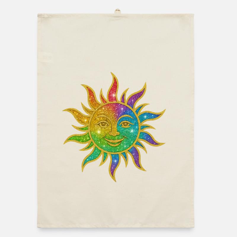 Rainbow Sun Glitter Star Organic dish towel