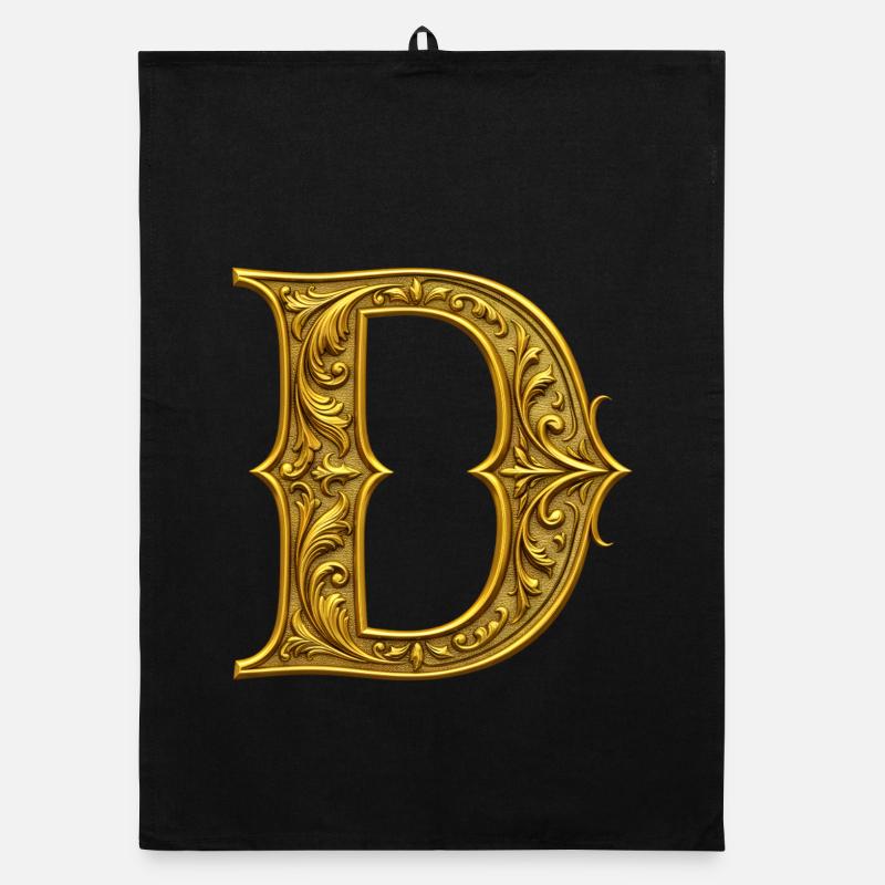 Ornamental gold Initial D Organic dish towel