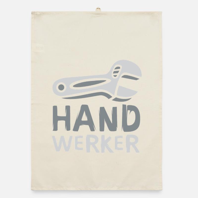 Handwerker Comic Design mit Schraubenschlüssel Organic Geschirrtuch