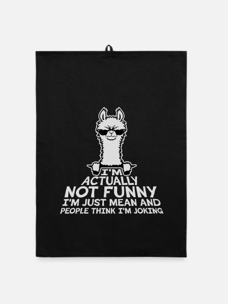 Lama Alpaka Not Funny Just Mean People Think Joke - Organic Geschirrtuch - Schwarz - Vorne