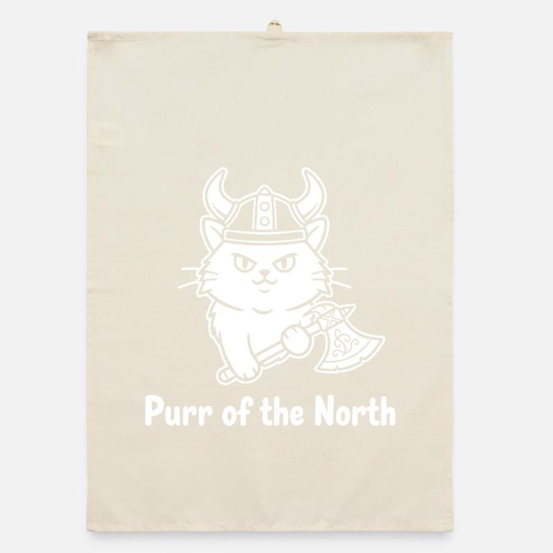 Chat viking avec hache Torchon bio