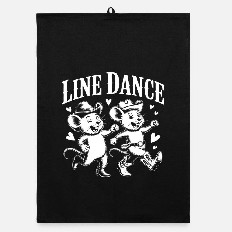 Line Dance Mäuse Retro Organic Geschirrtuch