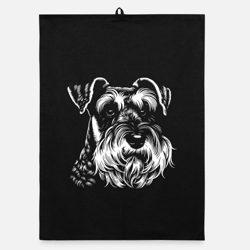 Schnauzer Line Style Portrait Organic dish towel