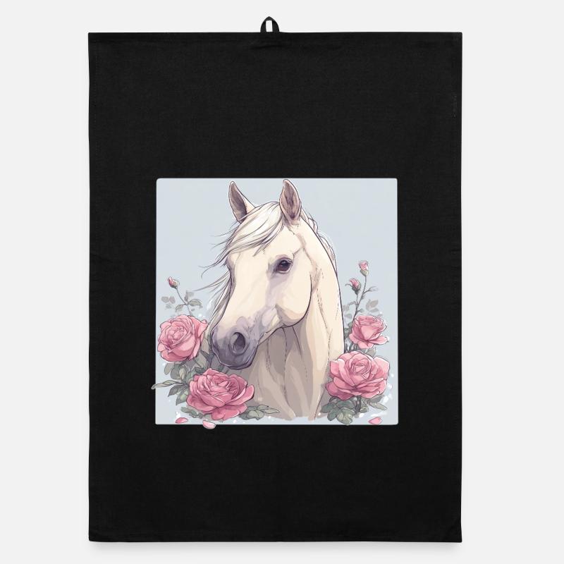 Cheval avec des fleurs Torchon bio