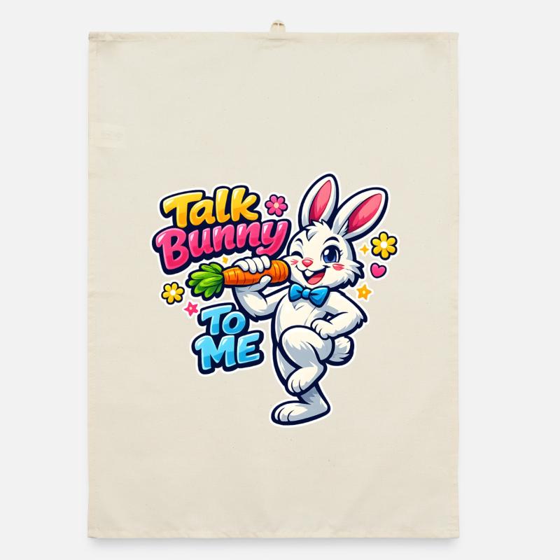 Bunny Bunny Spring Flowers Summer Easter Garden Organic dish towel