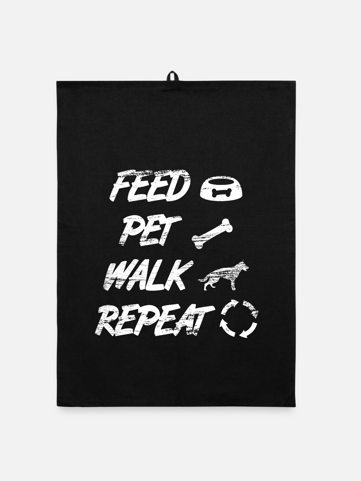 Feed Pet Walk Repeat - Organic Geschirrtuch - Schwarz - Vorne