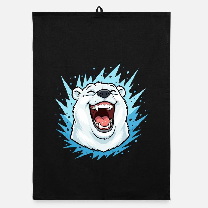 Laughing Polar Bear in Blue Lightning Organic dish towel