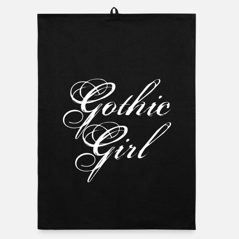 gothic girl script typography logo Organic dish towel