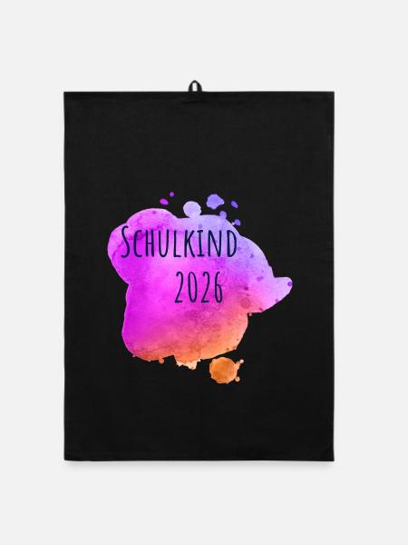 Schulkind 2026 - Organic Geschirrtuch - Schwarz - Vorne
