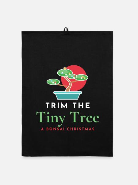 Trim the Tiny Tree Lustige Bonsai-Weihnachten - Organic Geschirrtuch - Schwarz - Vorne