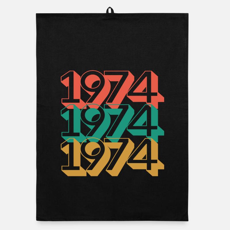 Retro 1974 Color Block Pattern Organic dish towel